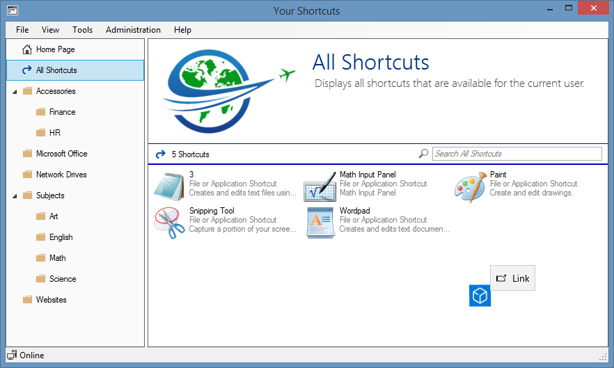 Screenshot showing a modern application being dragged and dropped into the XIA Links interface