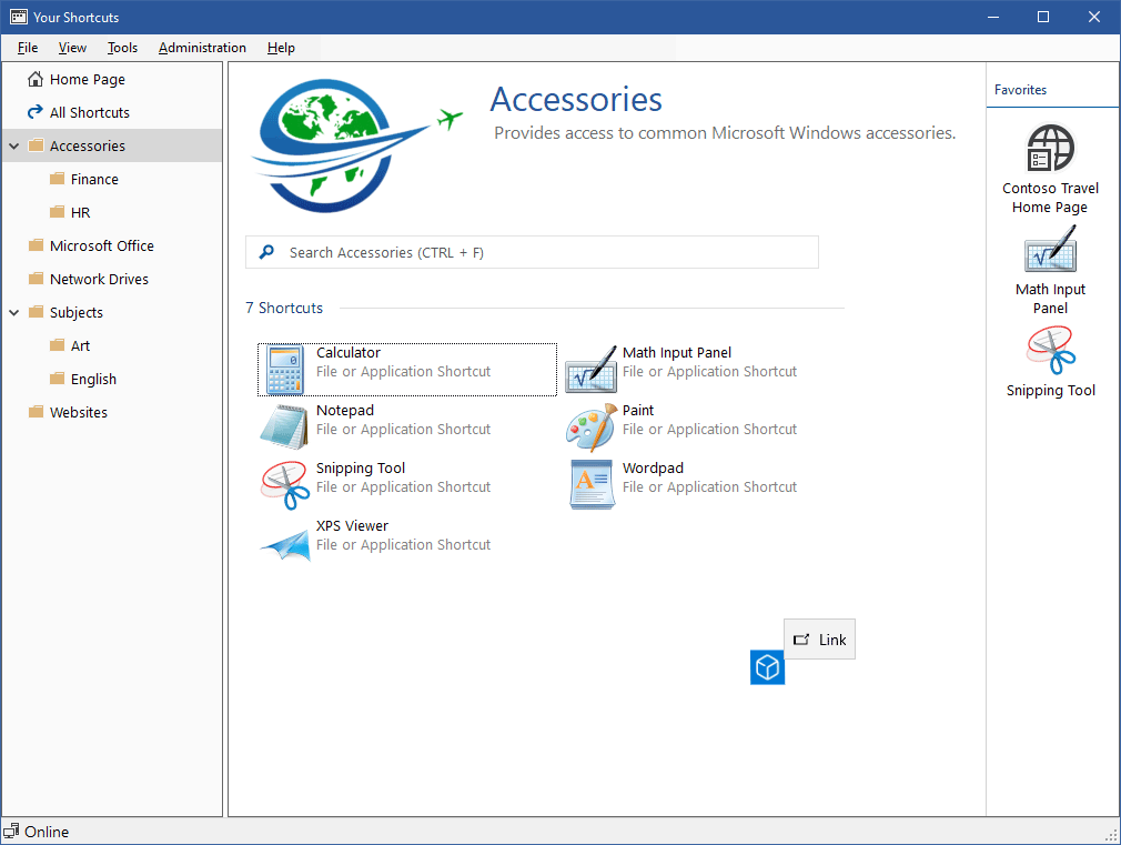 Screenshot showing a modern application being dragged and dropped into the XIA Links interface