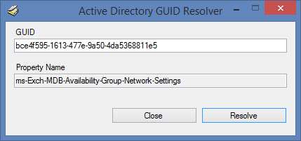 Screenshot of GUID resolver