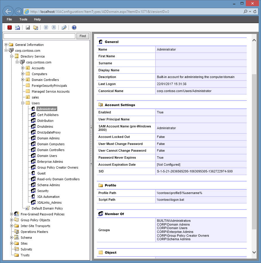 A screenshot showing Active Directory user information