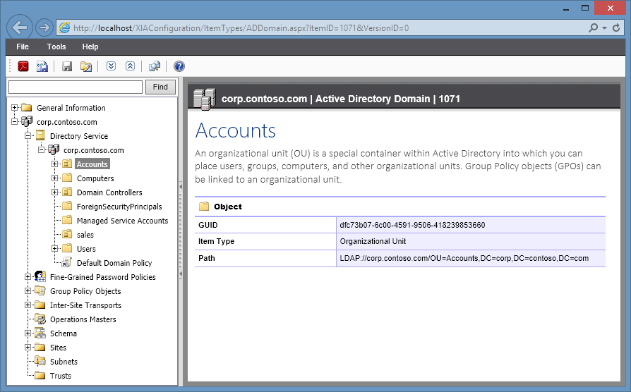 A screenshot of an organizational unit