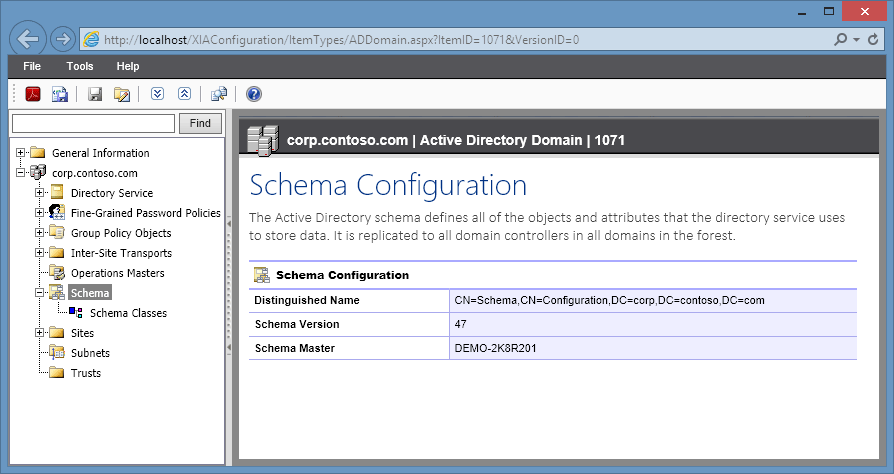 A screenshot showing schema configuration