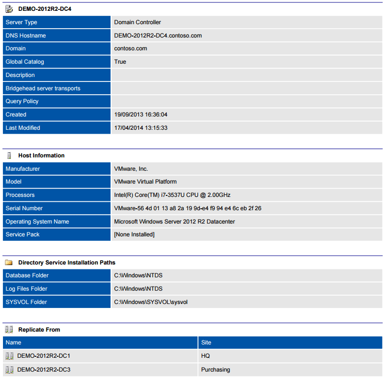 A screenshot showing Active Directory server information in a PDF document