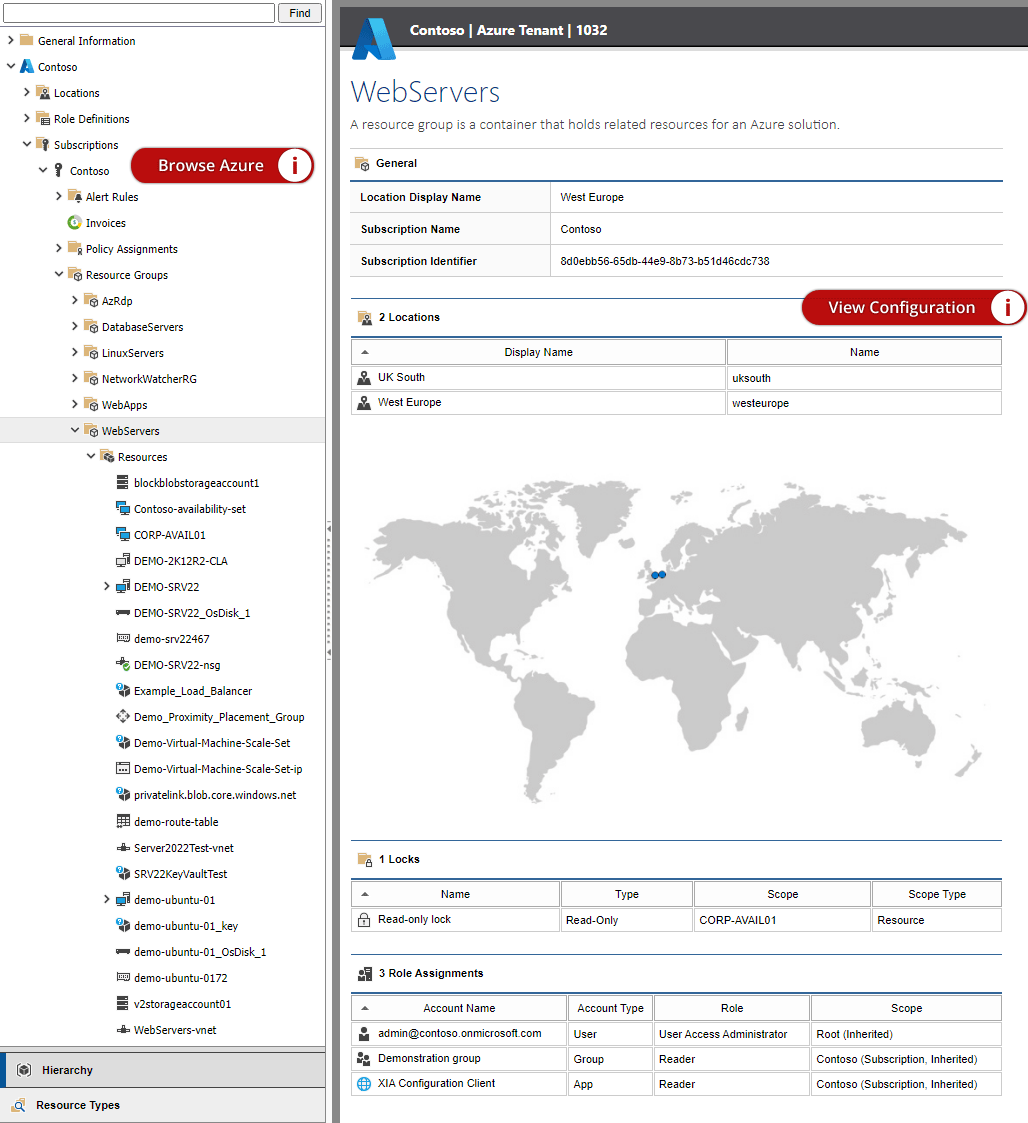A screenshot showing Azure general information