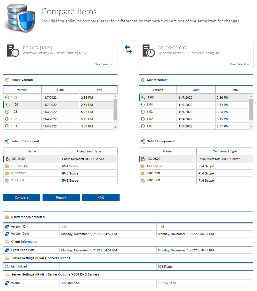 Screenshot showing DHCP server changes in the XIA Configuration web interface