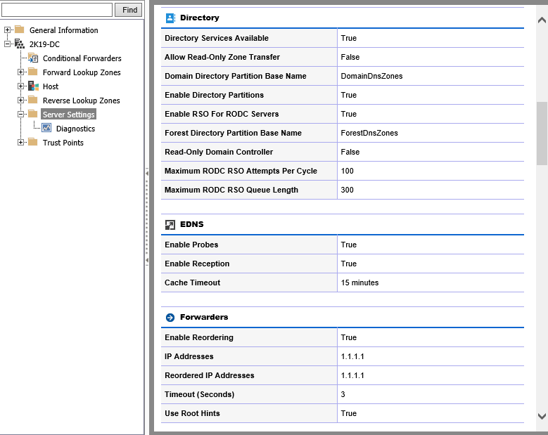 Screenshot showing directory settings in the XIA Configuration web interface