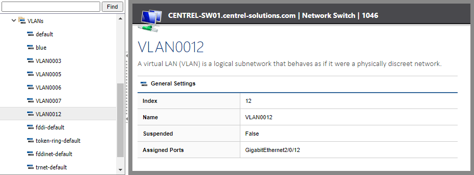 Screenshot of VLAN configuration in the XIA Configuration web interface