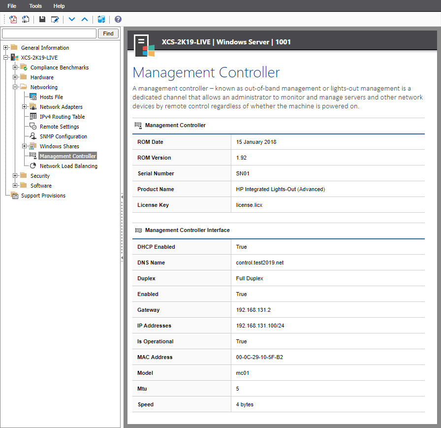 Screenshot of Management Controller settings in the XIA Configuration web interface