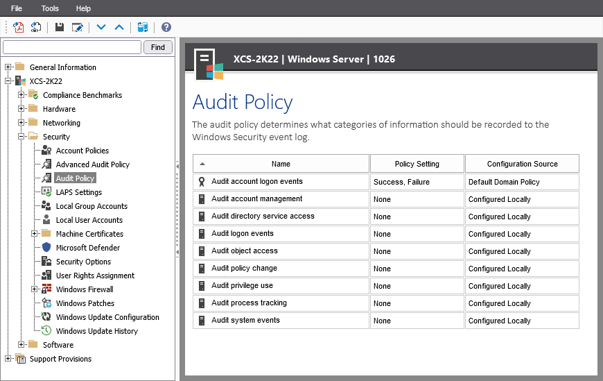 A screenshot showing audit policy settings