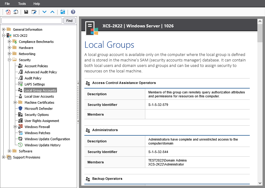 A screenshot showing local group accounts