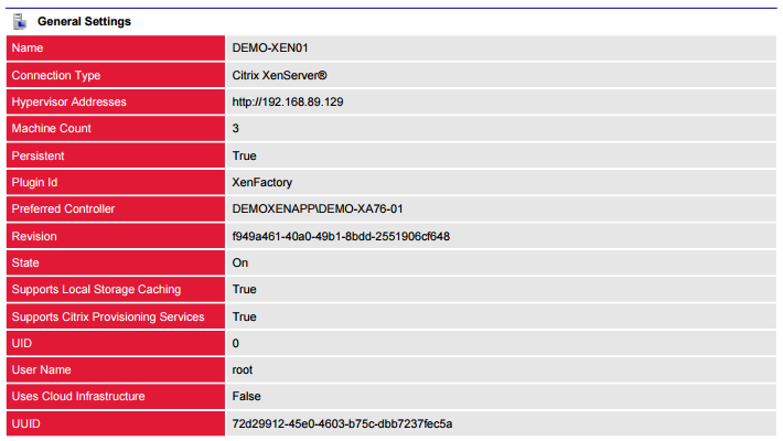 Screenshot of general settings in a document generated by XIA Configuration