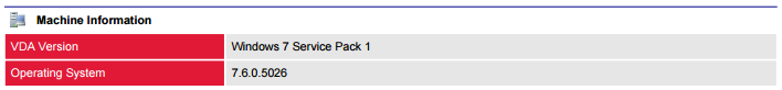 Screenshot of machine information in a document generated by XIA Configuration