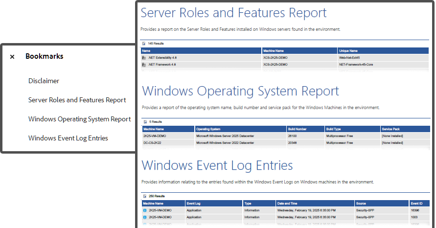 Screenshot showing a report binder output to PDF